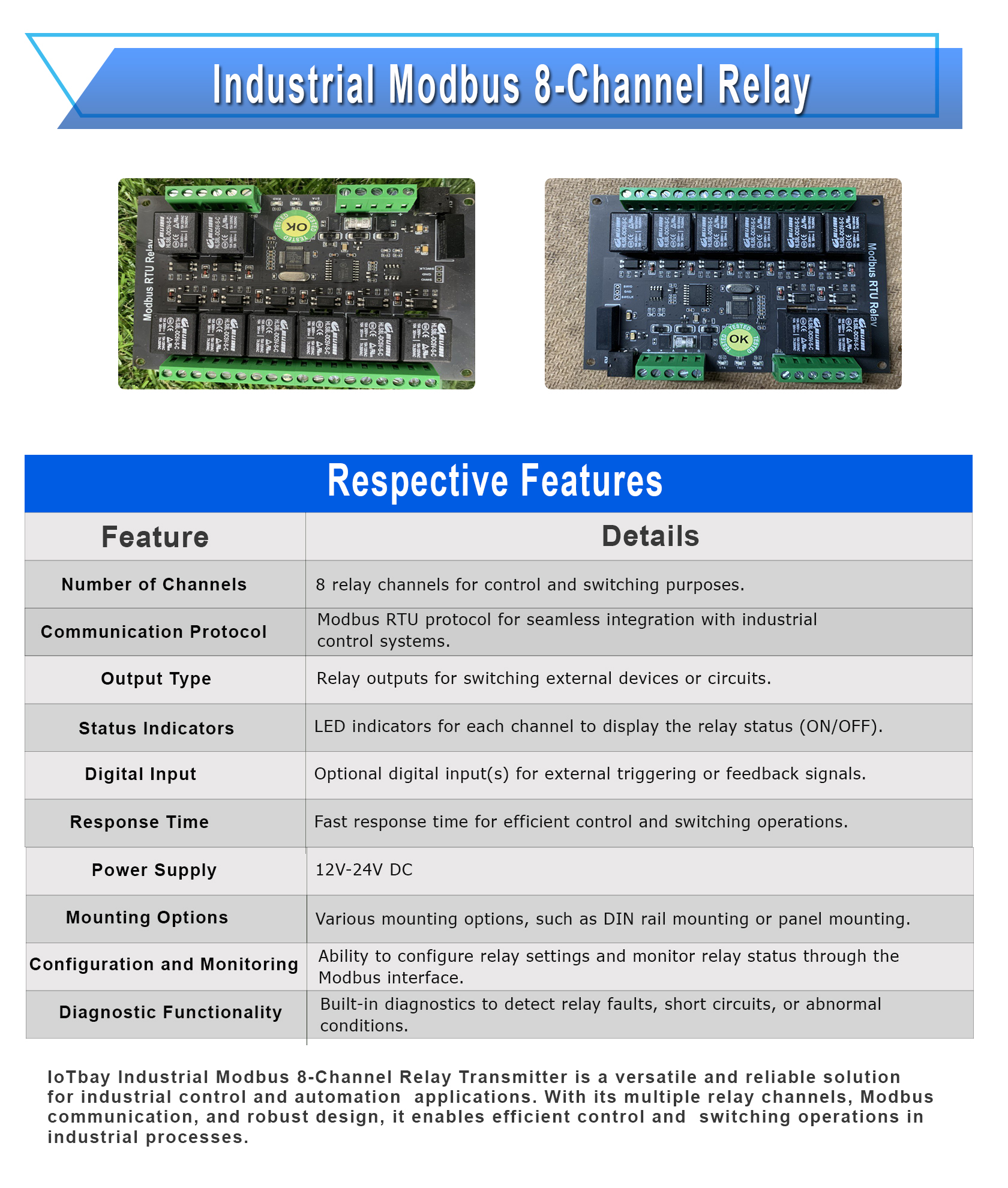 Industrial Modbus 8-Channel Relay